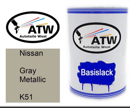 Nissan, Gray Metallic, K51: 500ml Lackdose, von ATW Autoteile West.